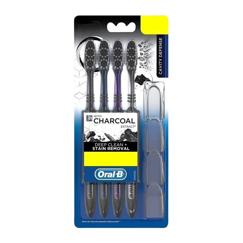 مسواک اورال بی مدل CHARCOAL EXTRACT با برس soft بسته 4 عددی